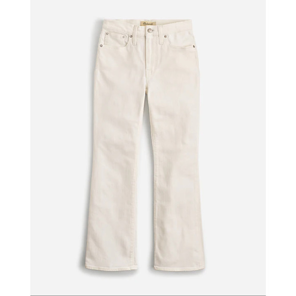 Madewell Kick Out Crop Jeans Pure White Stretch Mid Rise Flare NI961 US 26 NWT - Picture 5 of 13